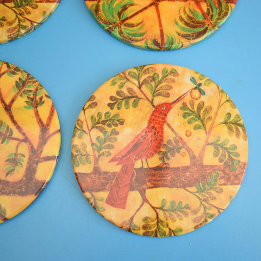 Vintage 1960s Metal Coasters Boxed - Birds