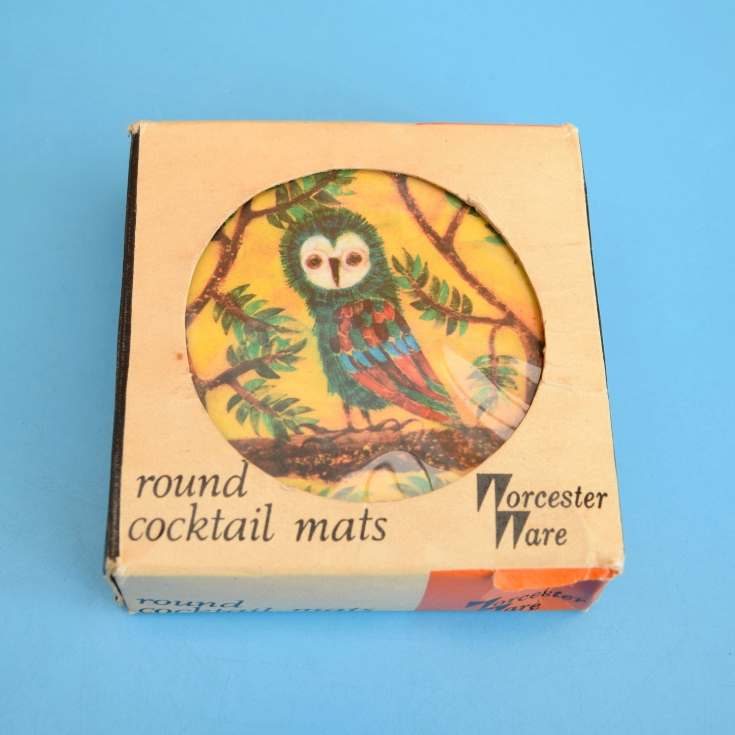Vintage 1960s Metal Coasters Boxed - Birds