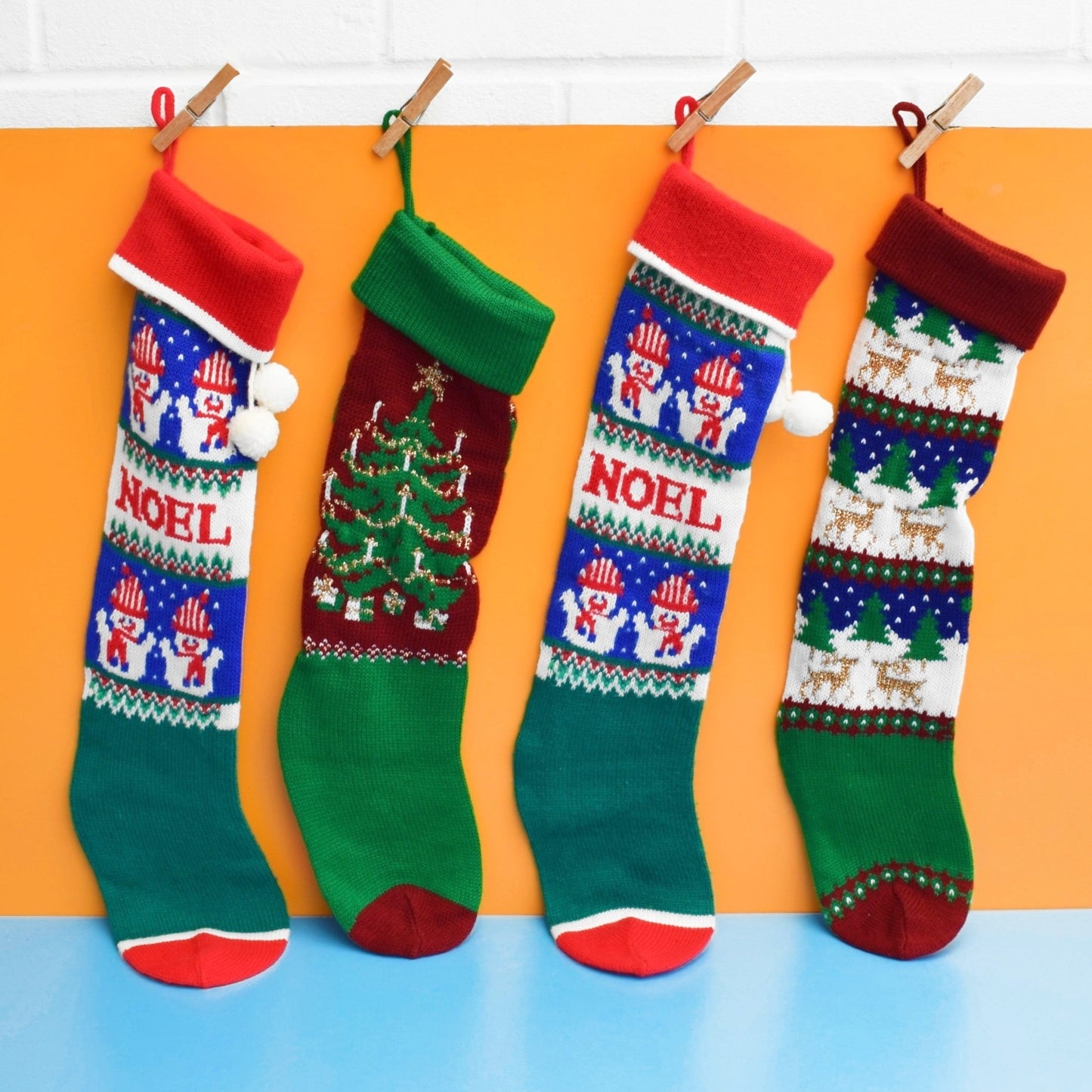 Vintage 1980s Knitted Christmas Stockings - Various by Vintage