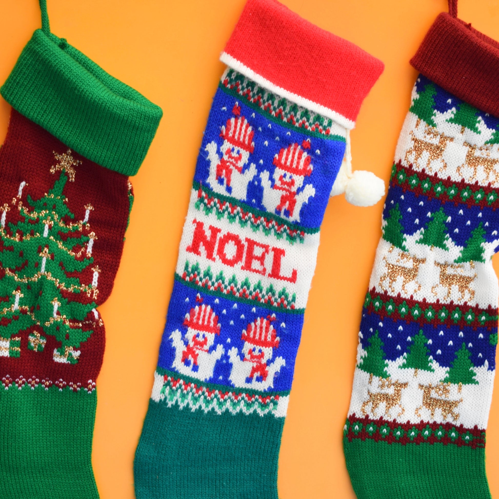 Vintage 1980s Knitted Christmas Stockings - Various by Vintage