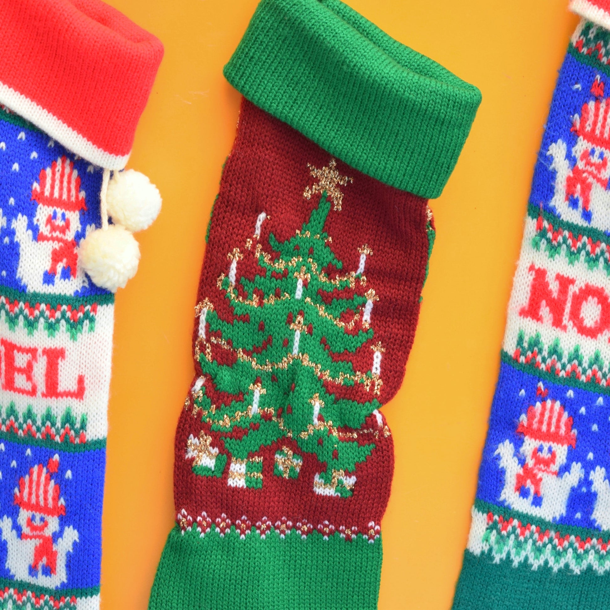 Vintage 1980s Knitted Christmas Stockings - Various by Vintage
