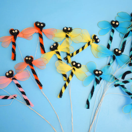 Vintage 1970s Kitsch Pipe Cleaner Dragonflies x21