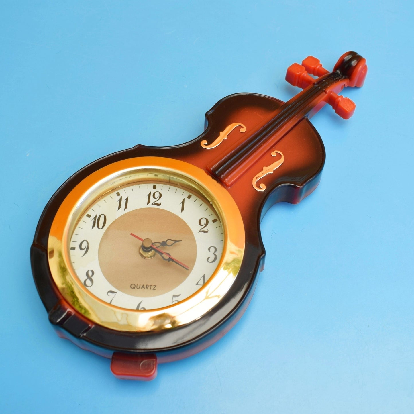 Vintage 1960s Kitsch Wall mounted Plastic Clock - Violin