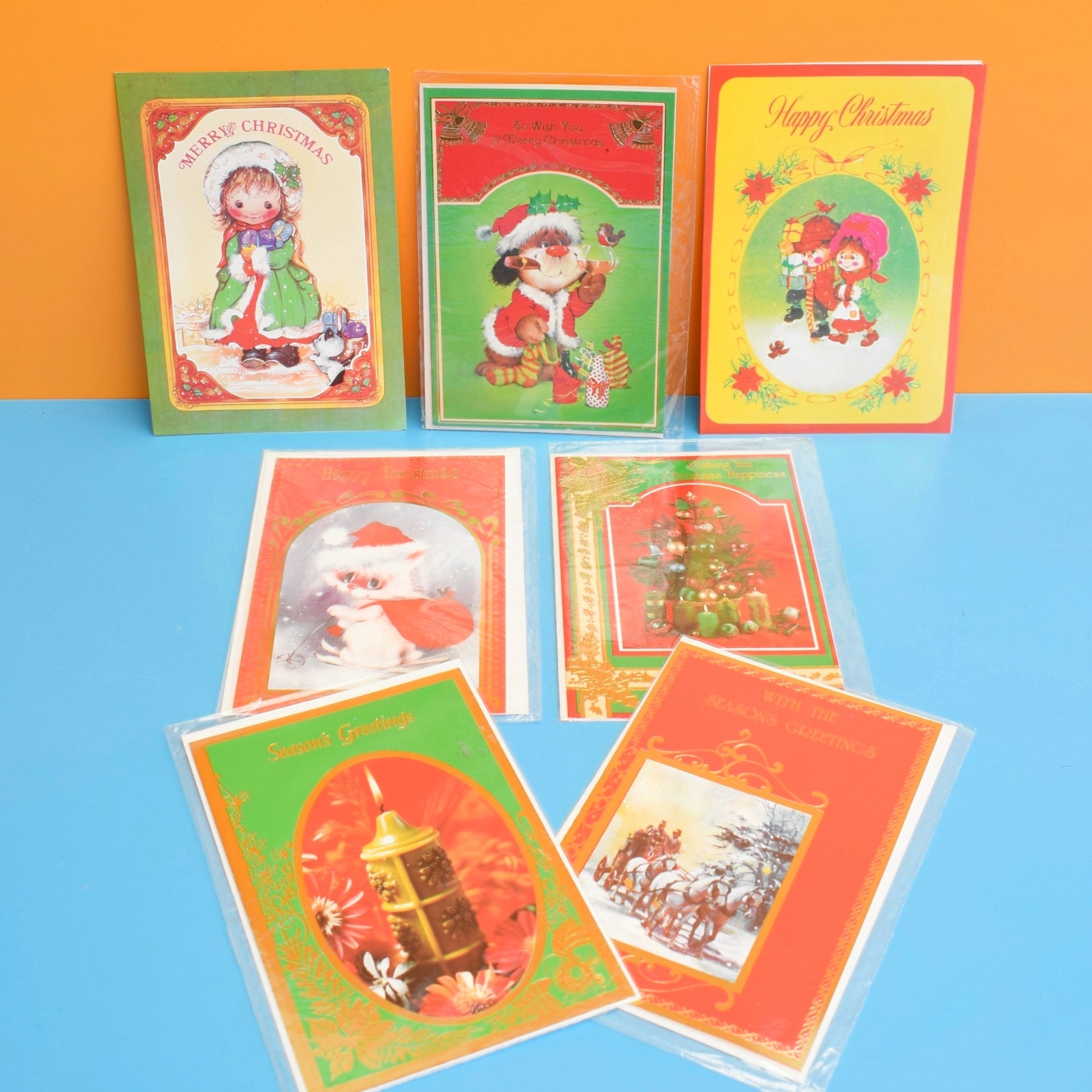 Vintage 1980s Unused Christmas Greeting Cards - Mixed x7 by Pineapple Retro