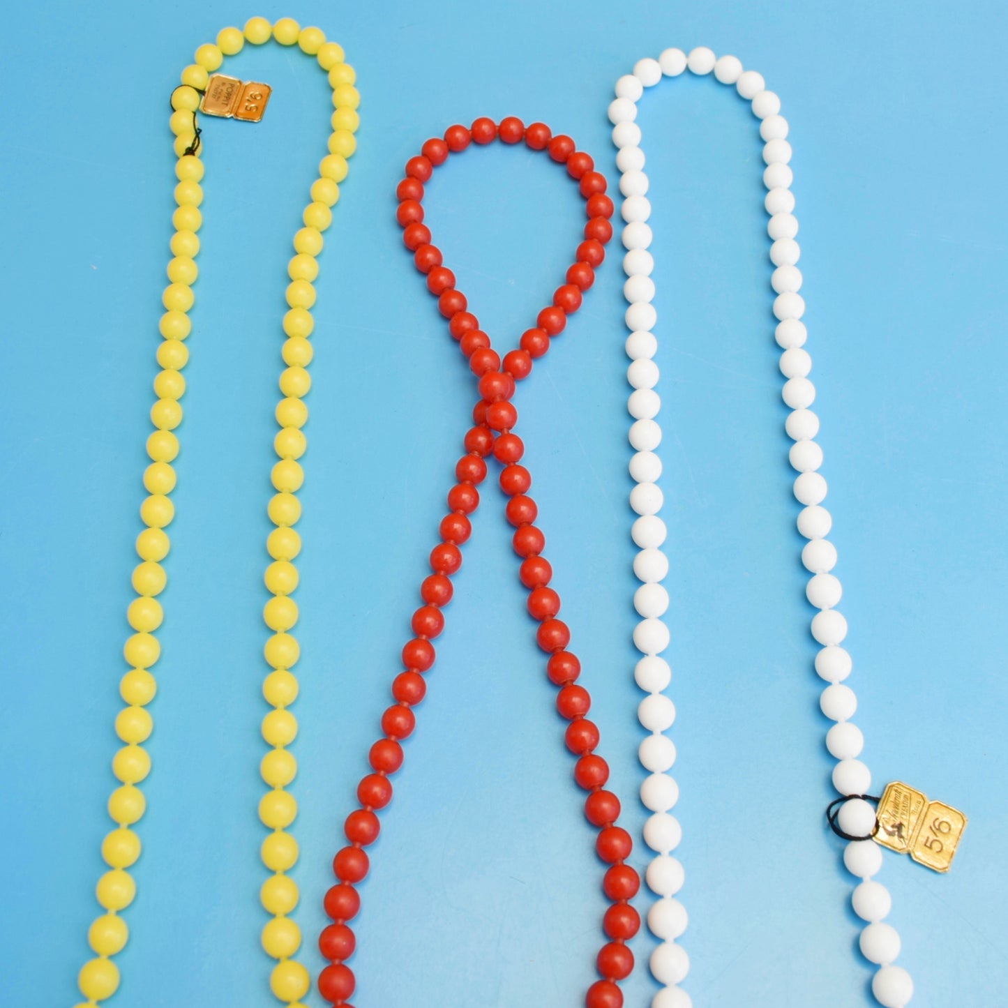 Vintage 1960s Necklaces / Pop Beads - Red, Yellow, Blue, Pink & White by Pineapple Retro