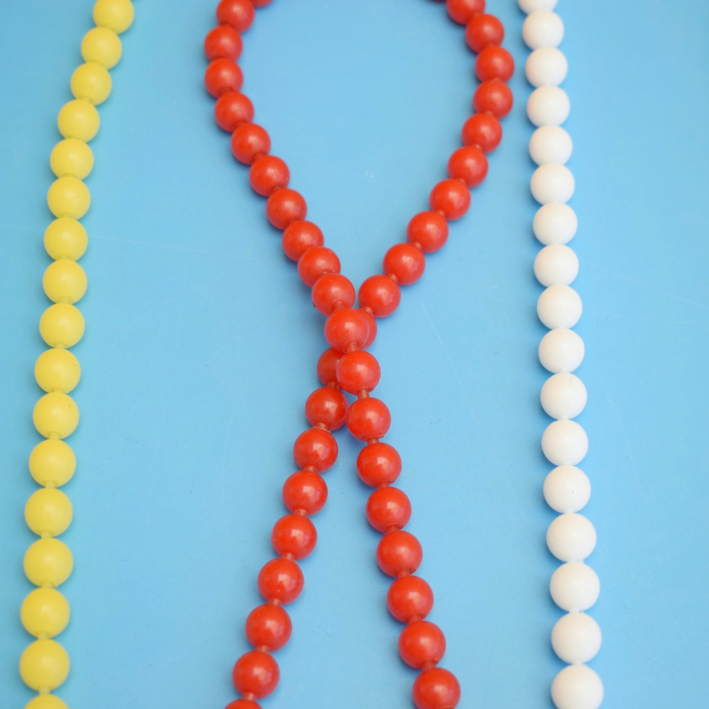 Vintage 1960s Necklaces / Pop Beads - Red, Yellow, Blue, Pink & White by Pineapple Retro
