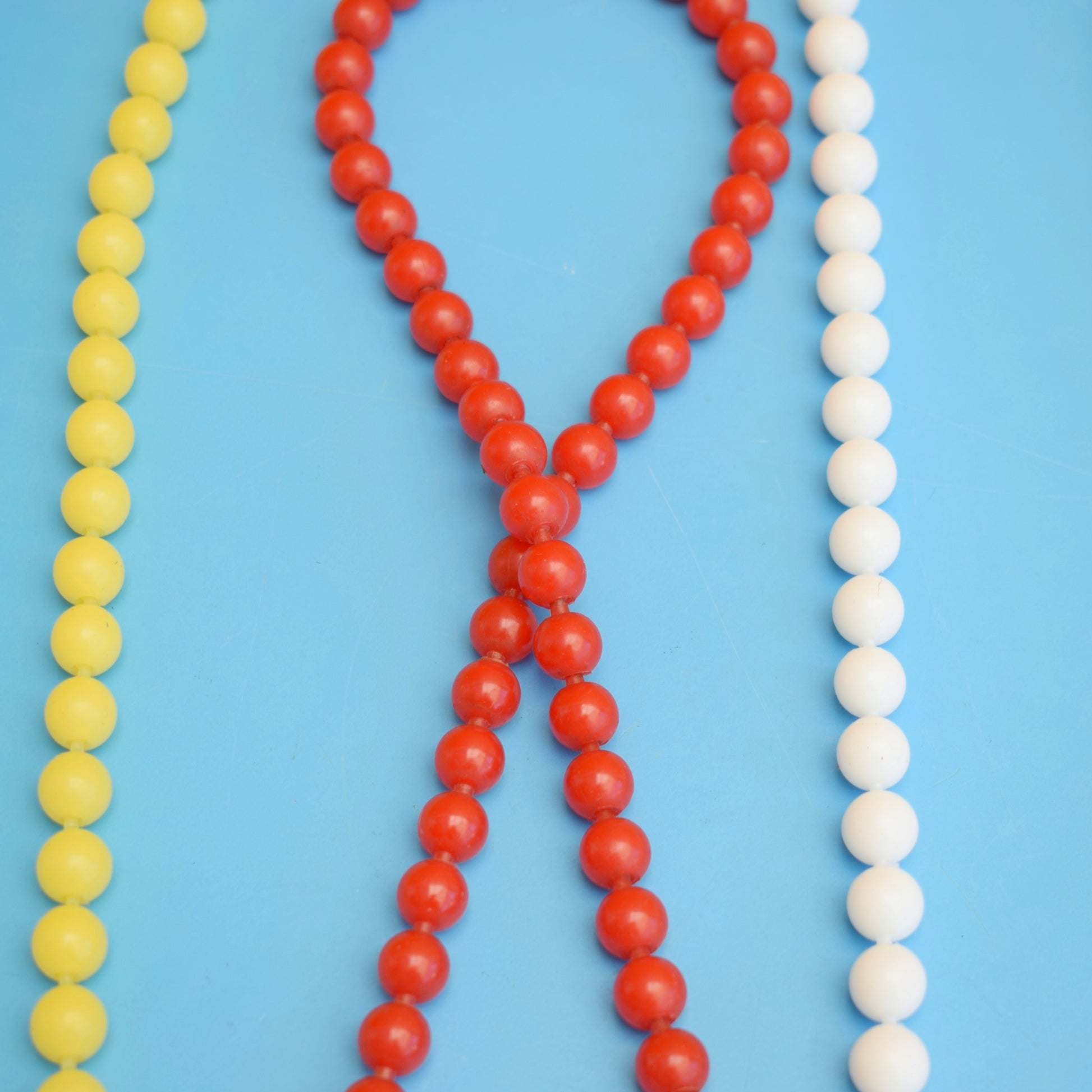 Vintage 1960s Necklaces / Pop Beads - Red, Yellow, Blue, Pink & White by Pineapple Retro