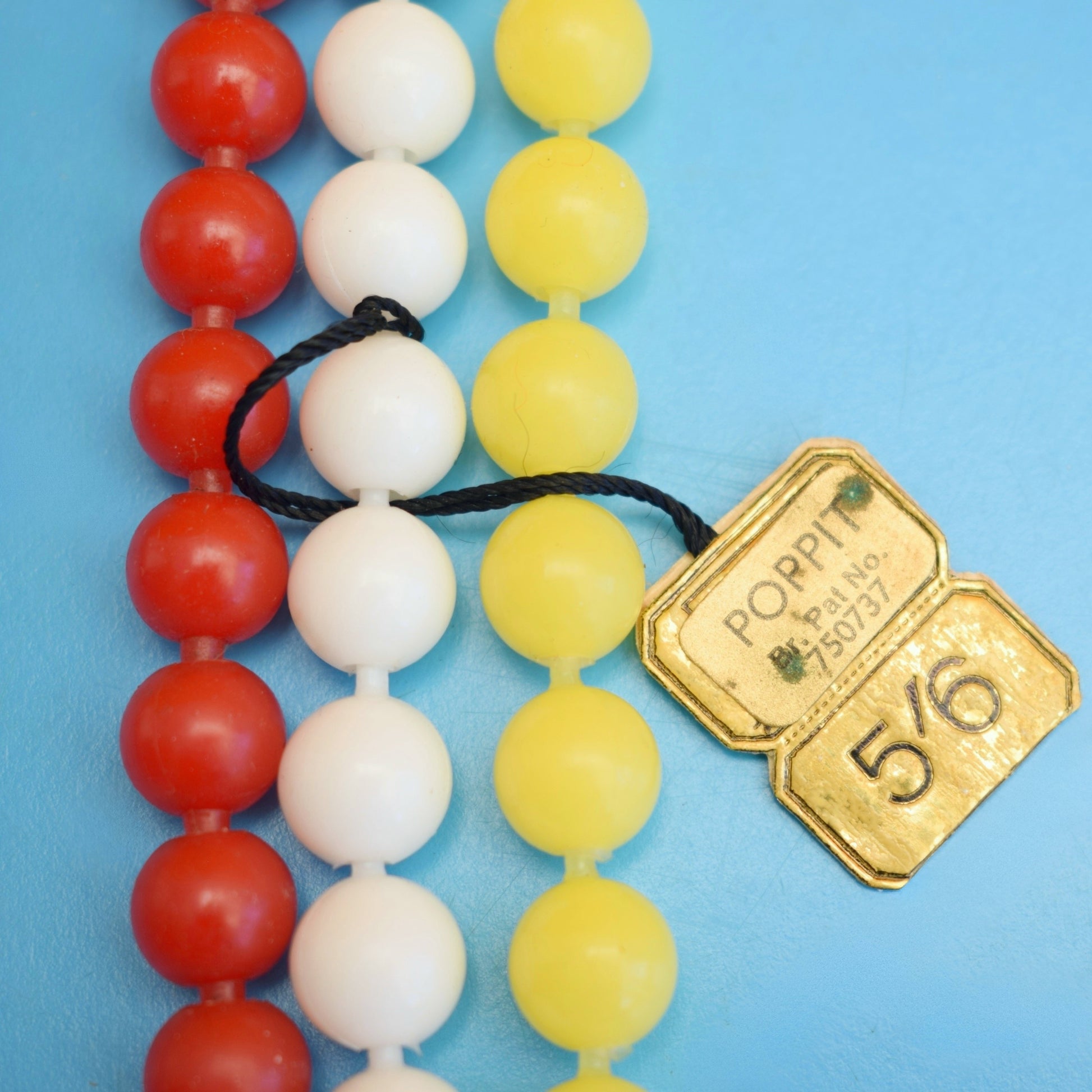 Vintage 1960s Necklaces / Pop Beads - Red, Yellow, Blue, Pink & White by Pineapple Retro
