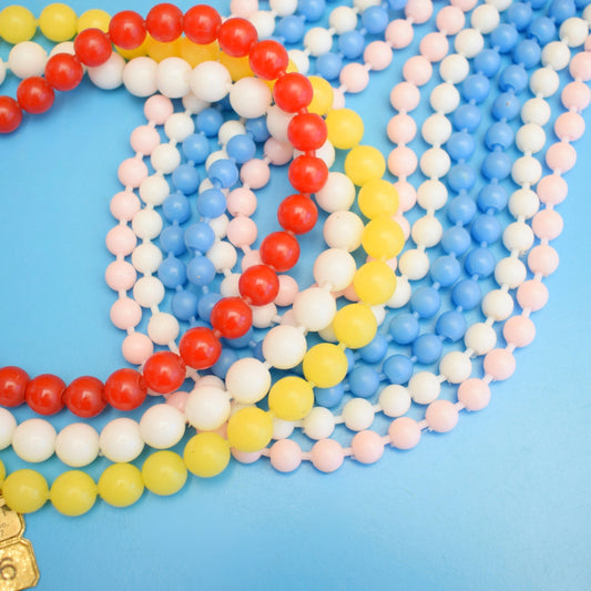 Vintage 1960s Necklaces / Pop Beads - Red, Yellow, Blue, Pink & White