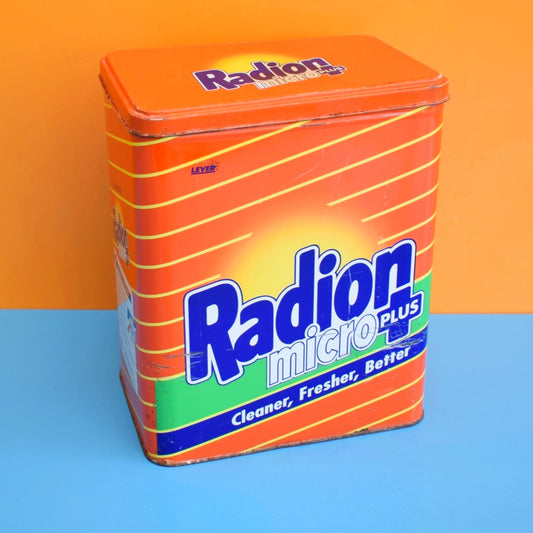 Vintage 1990s Metal Tin - Radion Micro Plus - Orange