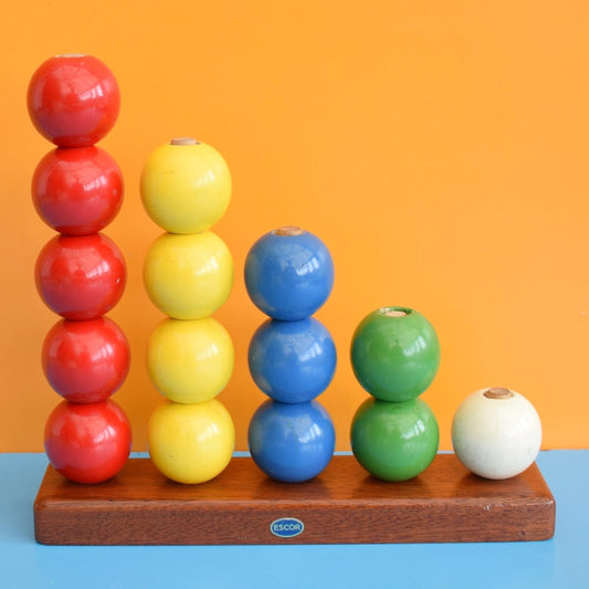 Vintage 1960s Escor Wooden Stacking Balls - Rainbow .