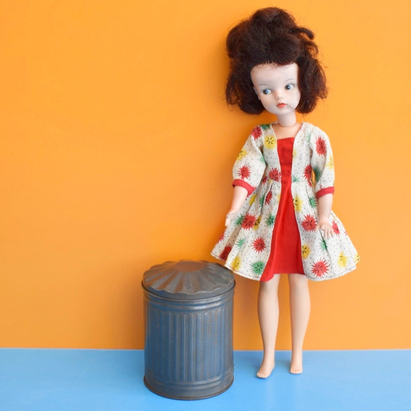 Vintage 1960s Sindy Doll Scale Dustbin / Trash Can Tin by Pineapple Retro