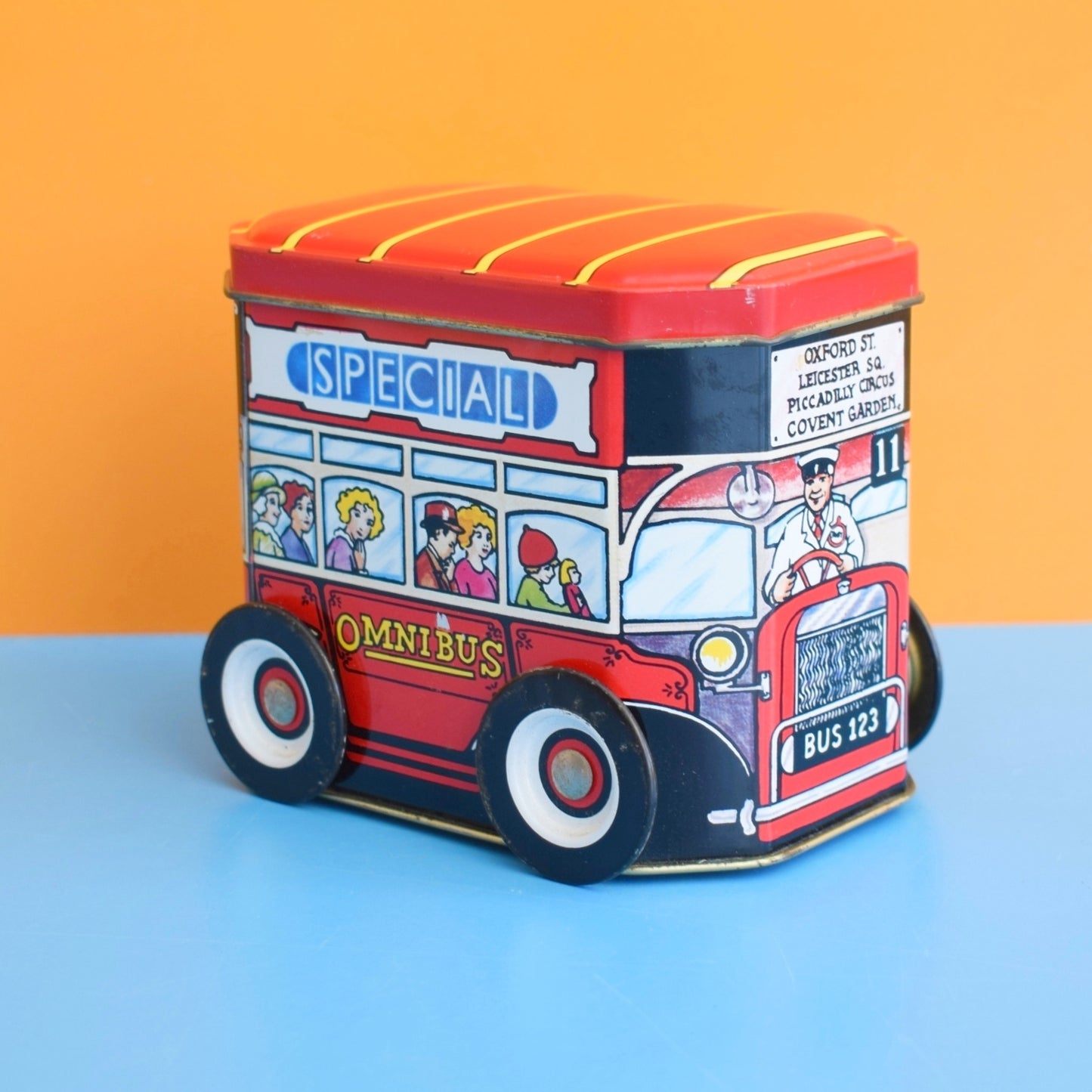 Vintage 1990s Metal London Bus Tin With Moving Wheels - Sweets by Pineapple Retro