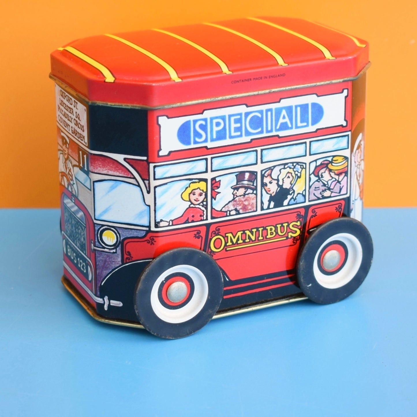 Vintage 1990s Metal London Bus Tin With Moving Wheels - Sweets by Pineapple Retro