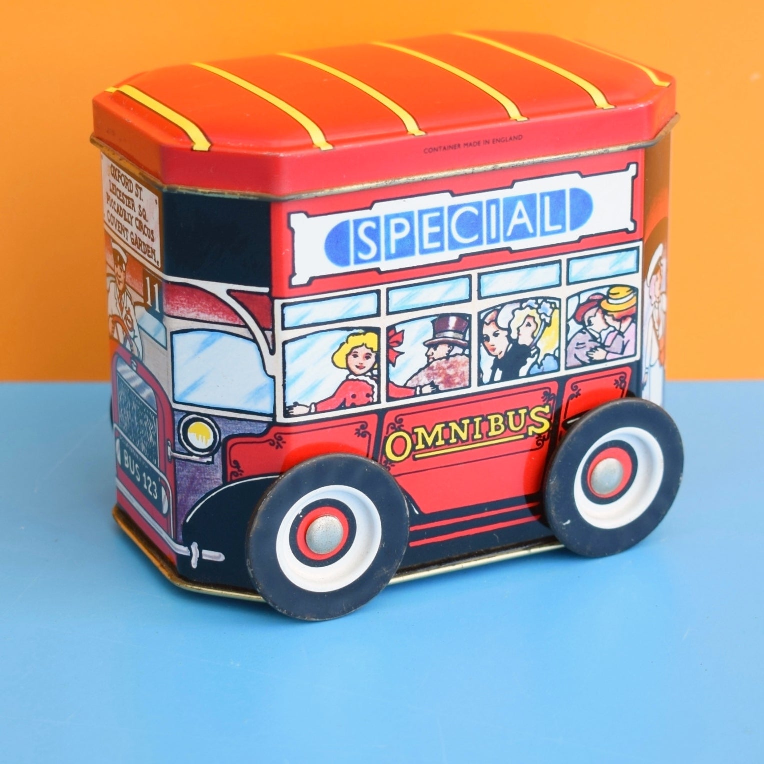 Vintage 1990s Metal London Bus Tin With Moving Wheels - Sweets by Pineapple Retro
