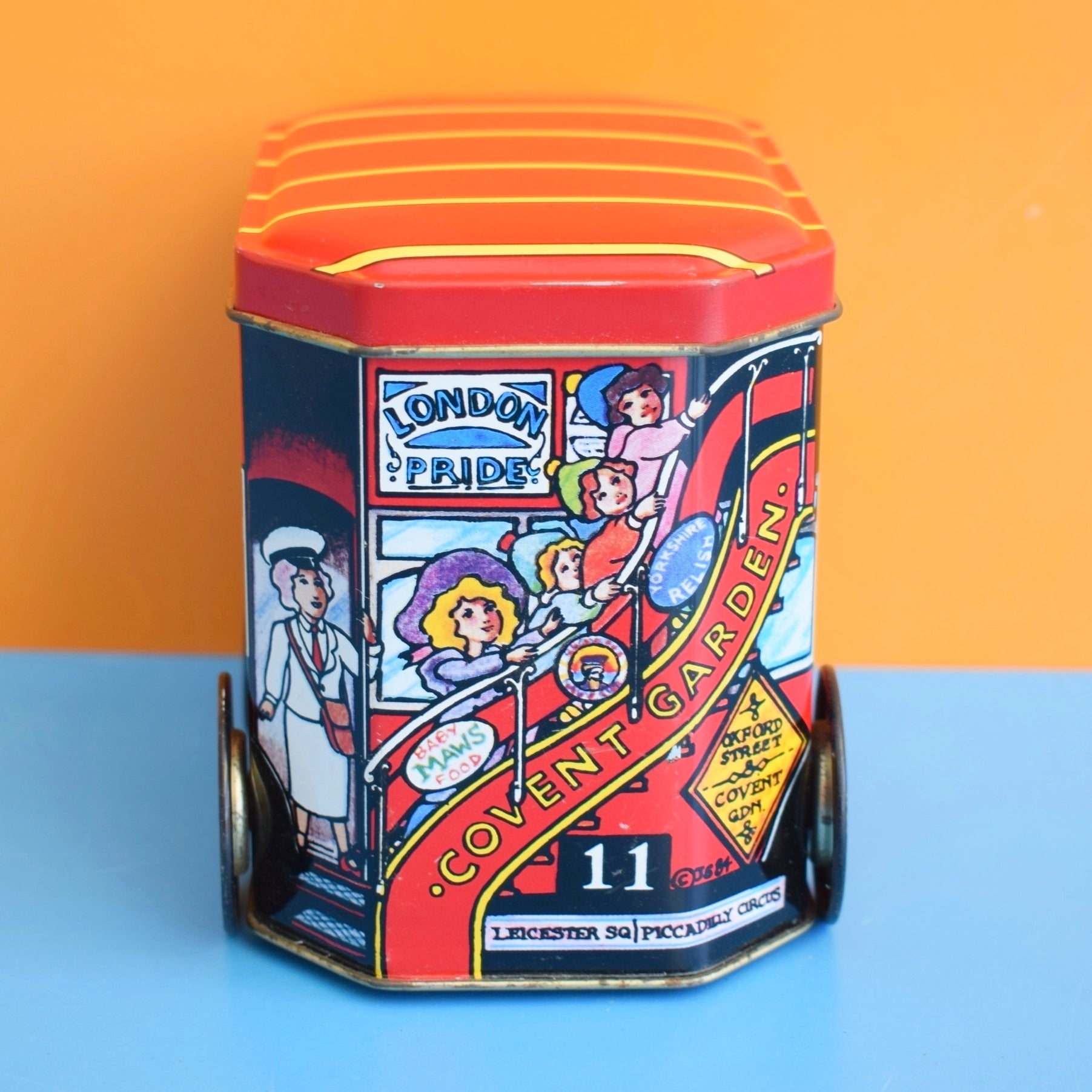 Vintage 1990s Metal London Bus Tin With Moving Wheels - Sweets by Pineapple Retro
