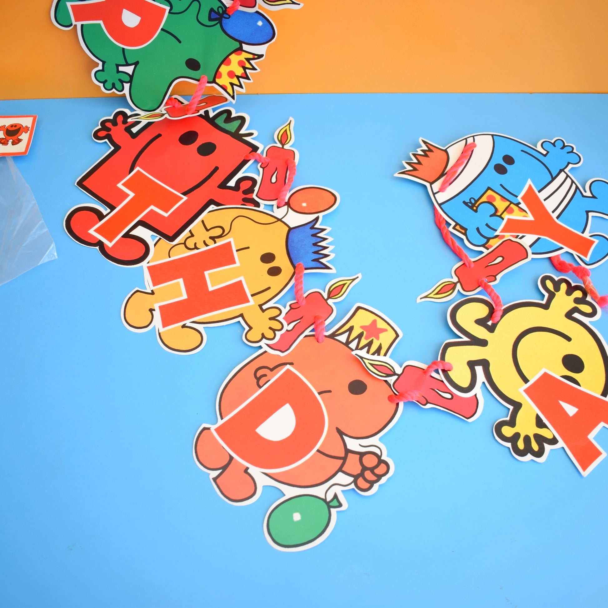 Vintage 1970s Mr Men Happy Birthday Banner by Pineapple Retro