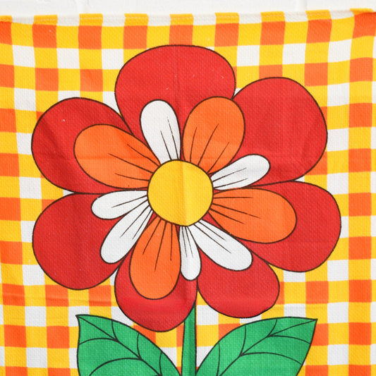 Vintage 1970s Tea Towel - Flower Power - Orange by Pineapple Retro