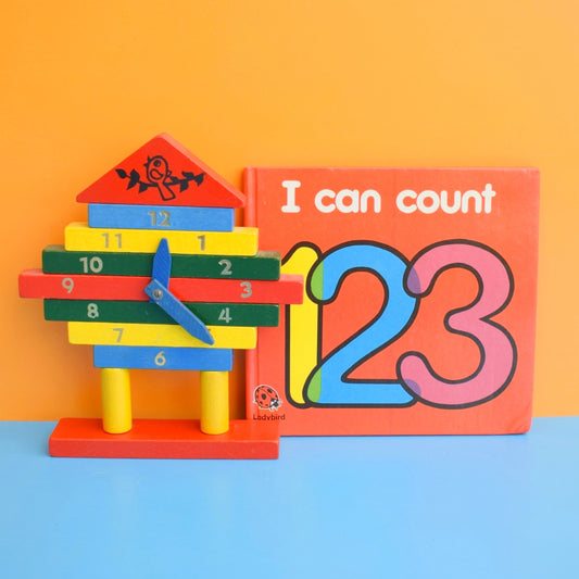 Vintage 1980s Ladybird Book / Wooden Clock - Lynn Grundy