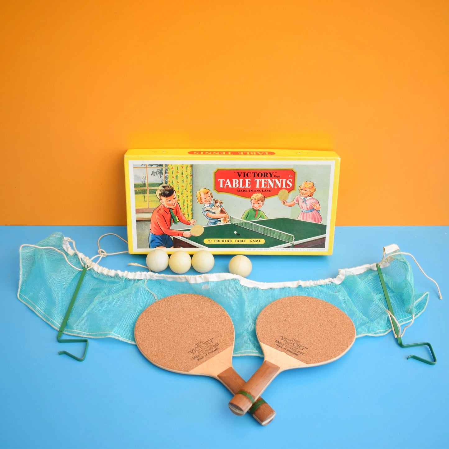 Vintage 1960s Table Tennis Set / Game