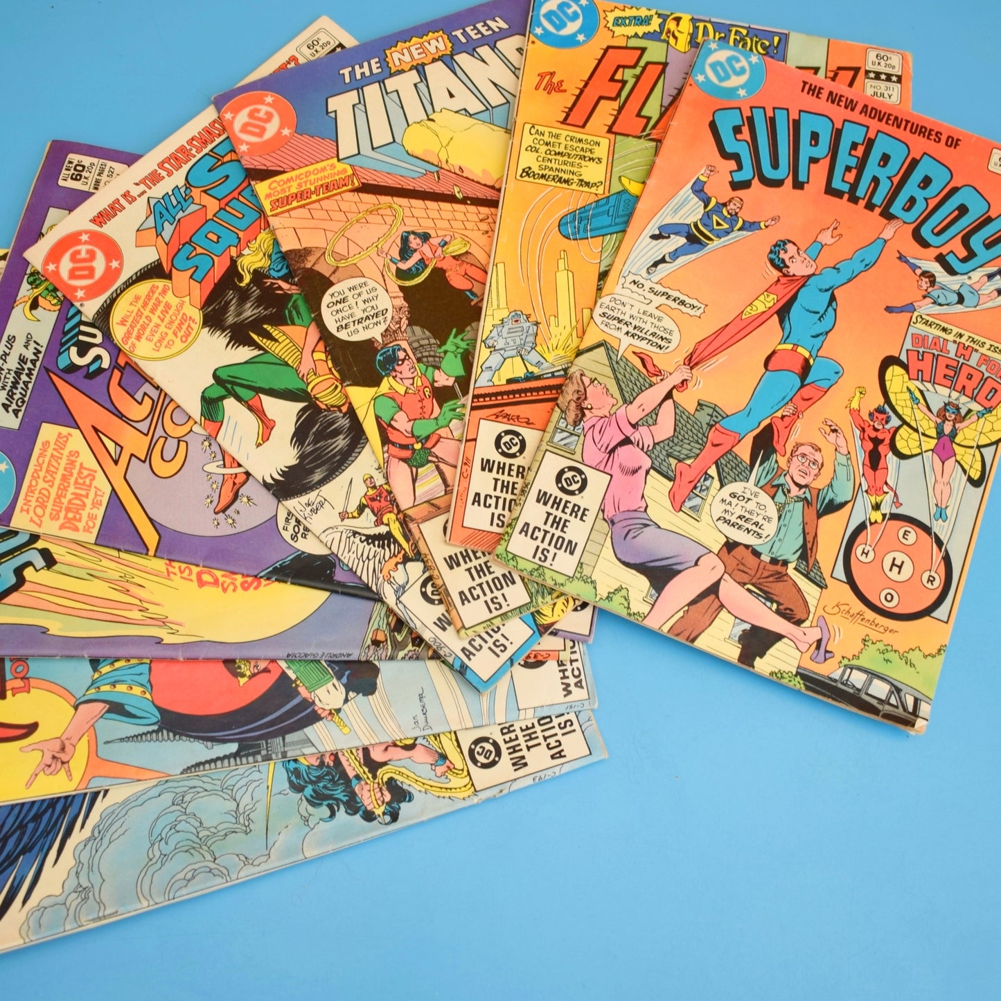 Vintage 1970s DC Comic Selection - Superman, Flash, Superboy x8