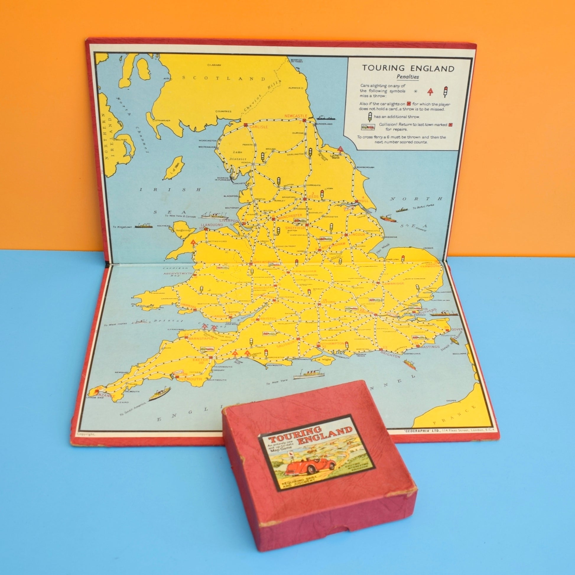 Vintage 1940s Touring England Motoring Game - Geographia Ltd by Pineapple Retro