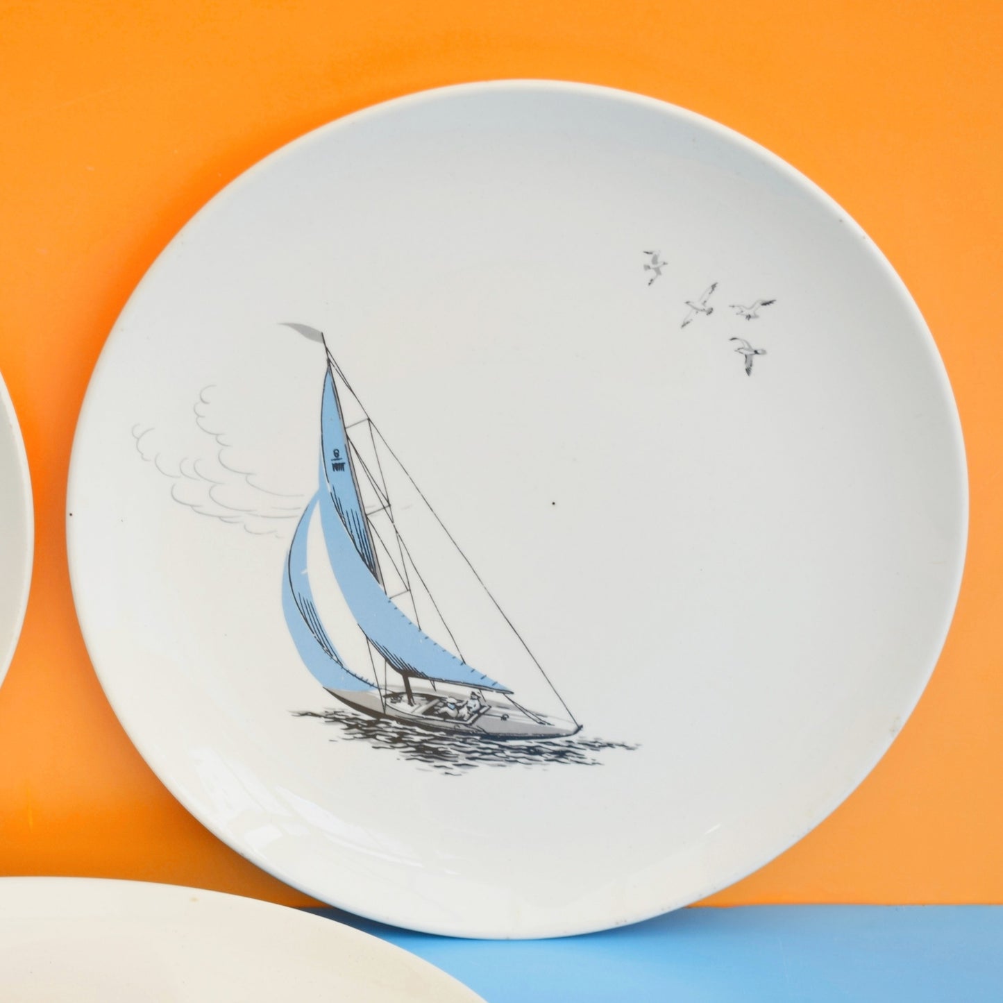 Vintage 1950s Palissy Regatta plates- Boat - Blue x3