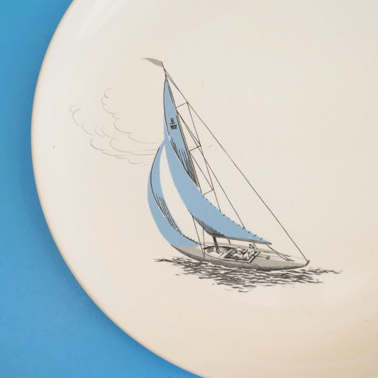 Vintage 1950s Palissy Regatta plates- Boat - Blue x3