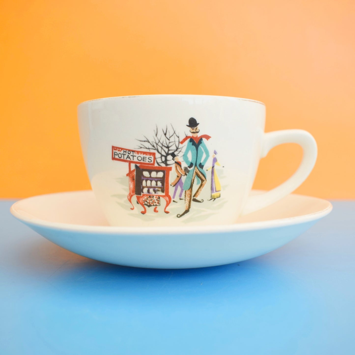 Vintage 1950s Tea Cup & Saucer- Bristol Pottery - Frozen London