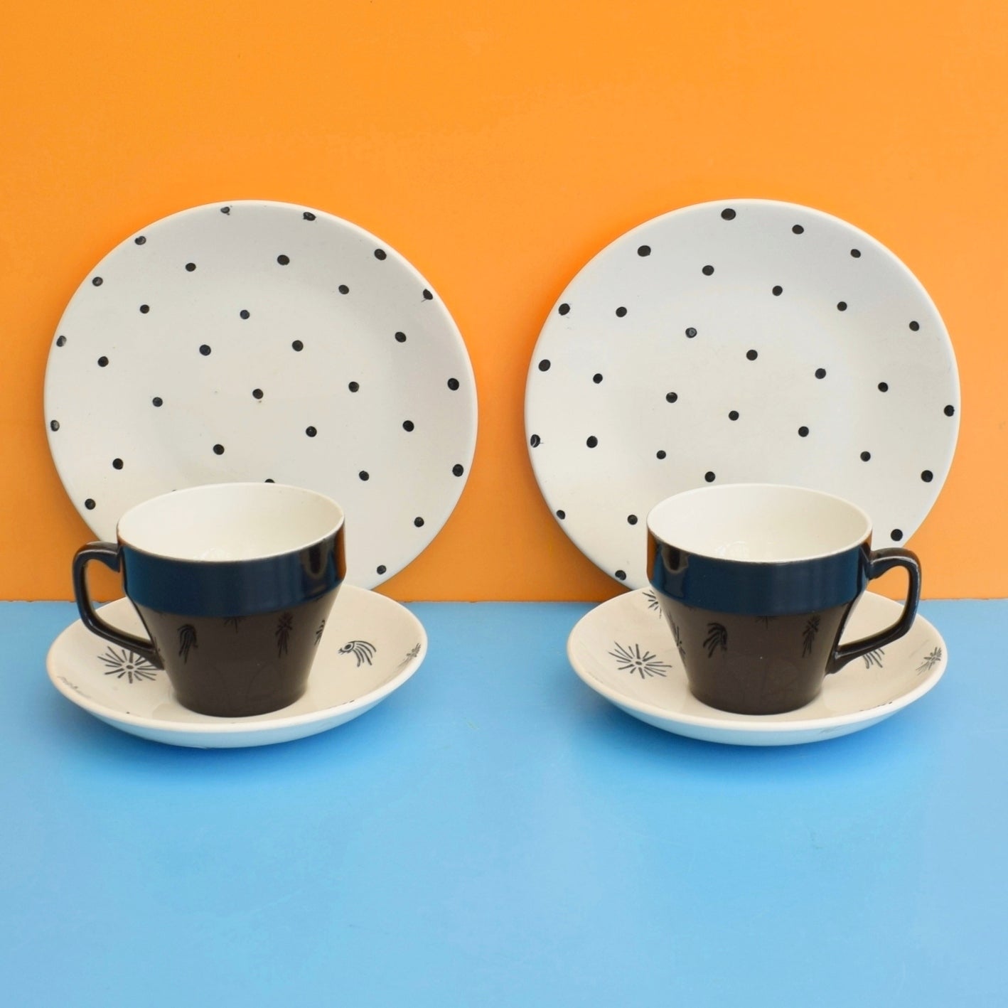 Vintage 1950s Mix & Match Trios - Monochrome x2 by Vintage
