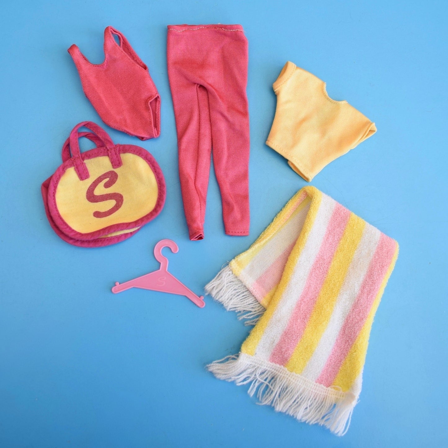 Vintage 1980s Sindy Gym Outfit - Pink / Yellow or Blue/Rainbow by Pineapple Retro