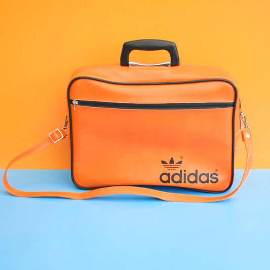Vintage 1990s Rare Vinyl Shoulder Laptop?  Bag - Adidas -Orange