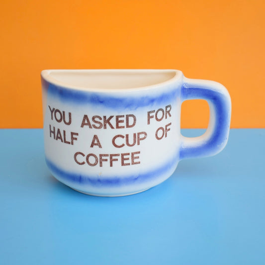 Vintage 1960s Ceramic Half Mug Of Coffee - Pink or Blue
