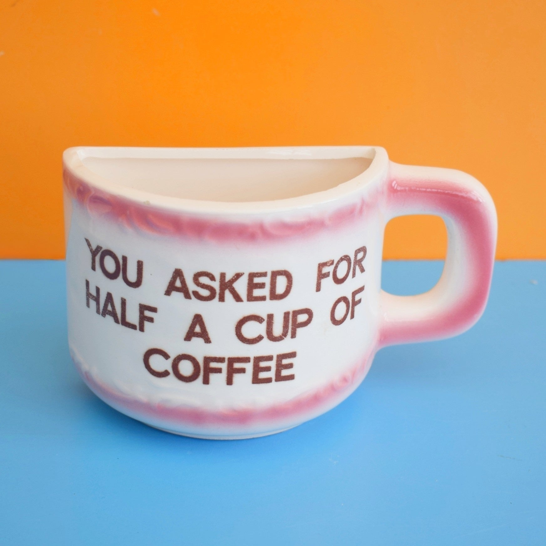 Vintage 1960s Ceramic Half Mug Of Coffee