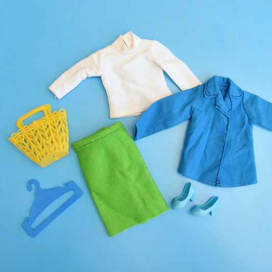 Vintage 1970s Sindy Outfit - Blue, Green & Yellow Accessories by Pineapple Retro