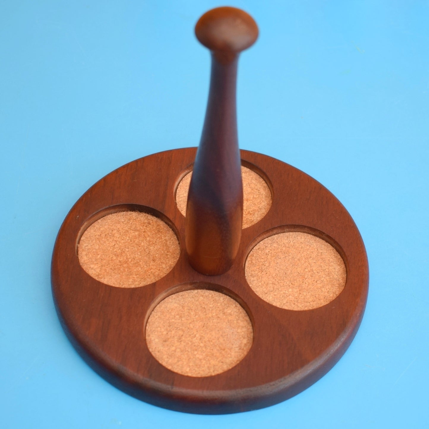 Vintage 1950s Denby Greenwheat / Green Wheat China - Egg Cups & Teak Stand