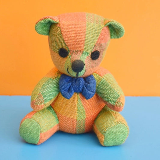 Vintage Fabric Teddy Bear - Orange & Green - Barbara Samsoni