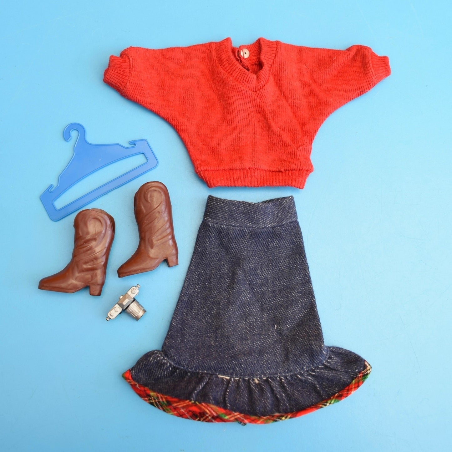 Vintage 1980s Sindy Outfit - Mixed - Red/ Denim