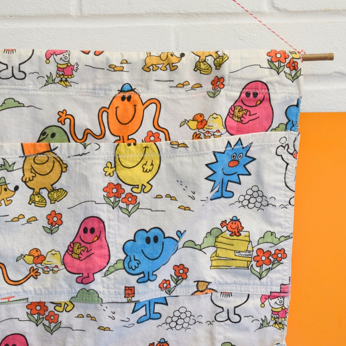 Vintage 1970s Mr Men Fabric Wall Tidy- Toys/ Books Etc