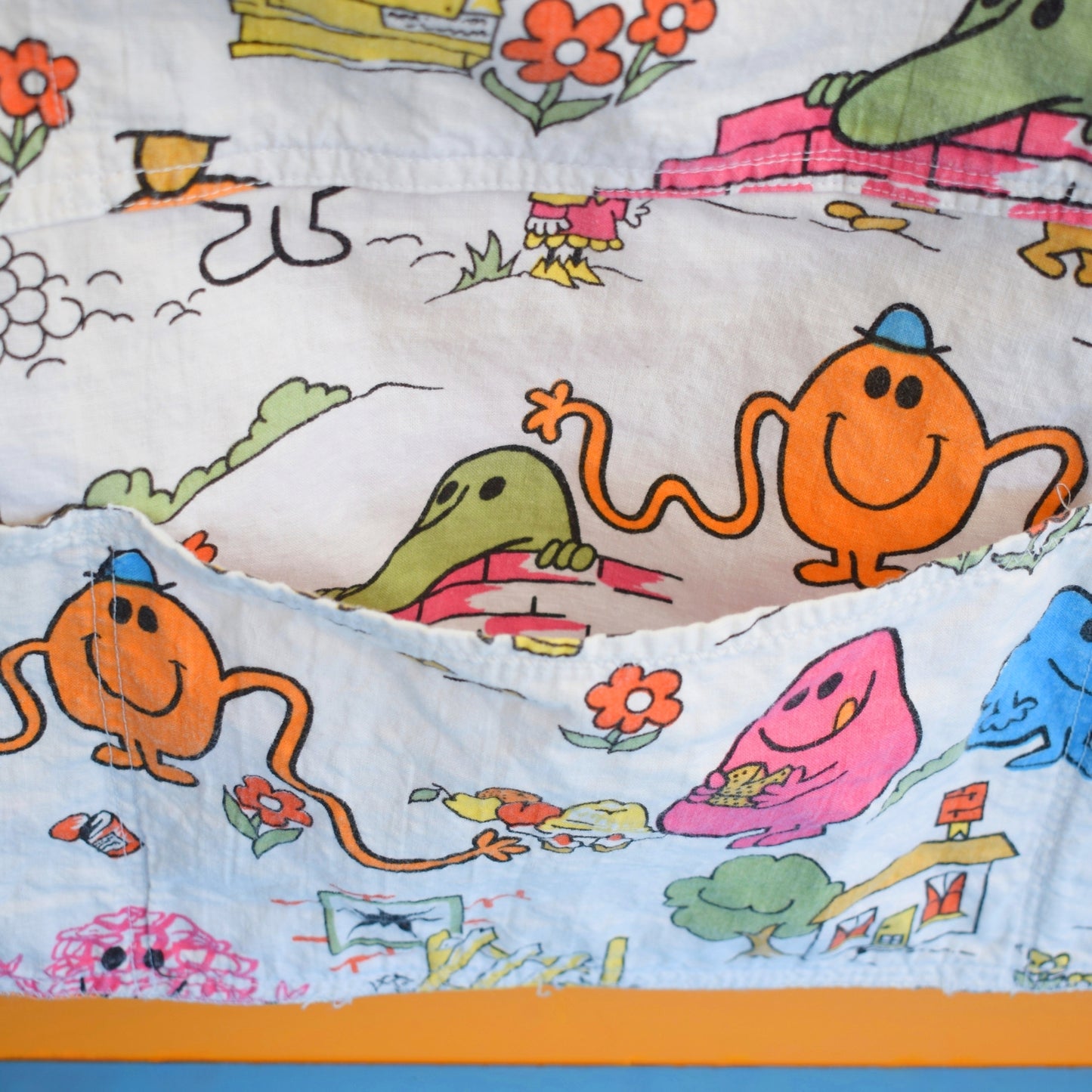 Vintage 1970s Mr Men Fabric Wall Tidy- Toys/ Books Etc