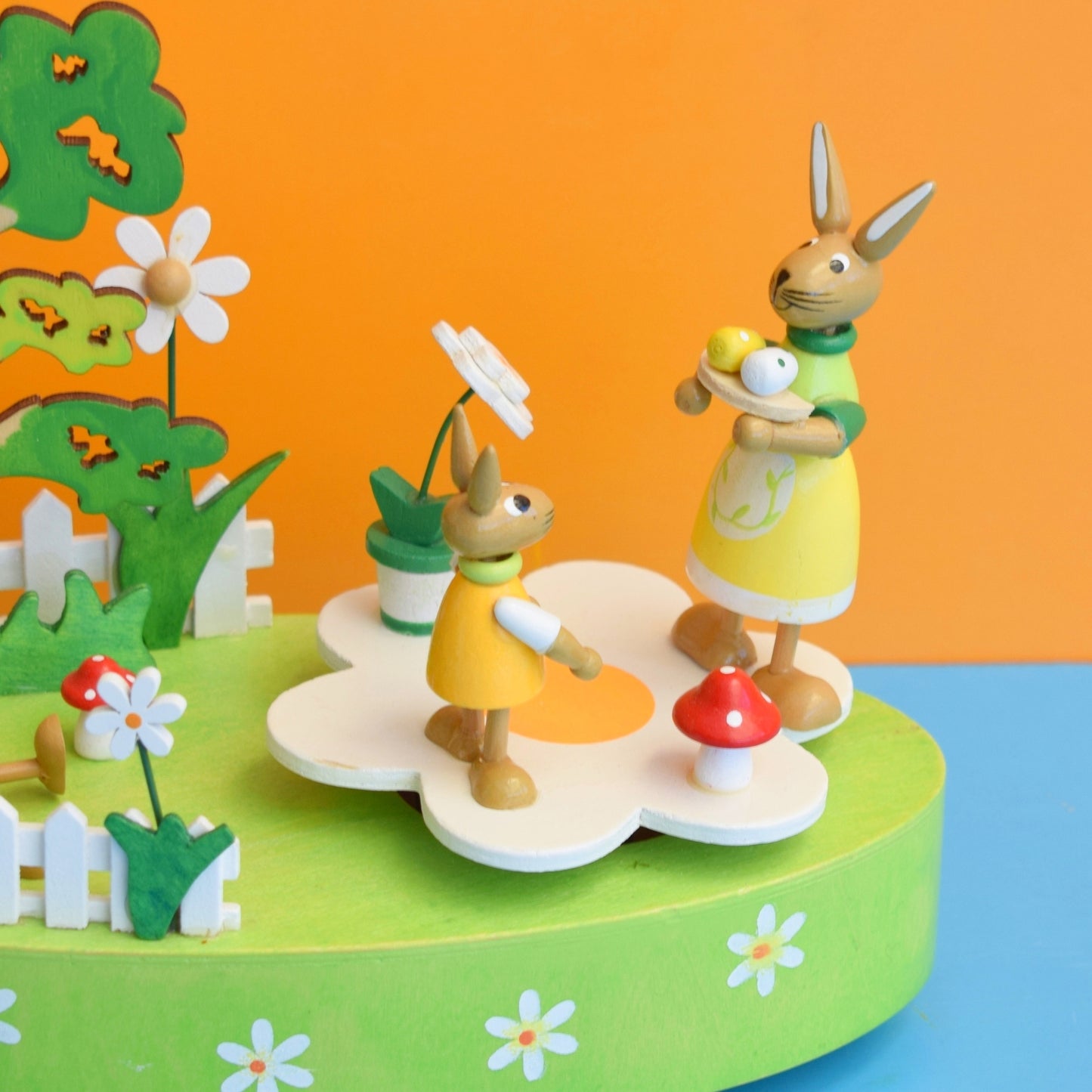 Vintage 1990s German Wooden Musical Easter Display- Erzgebirge Style Toy by Vintage