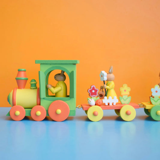 Vintage 1990s German Wooden Easter Train Display- Erzgebirge Style