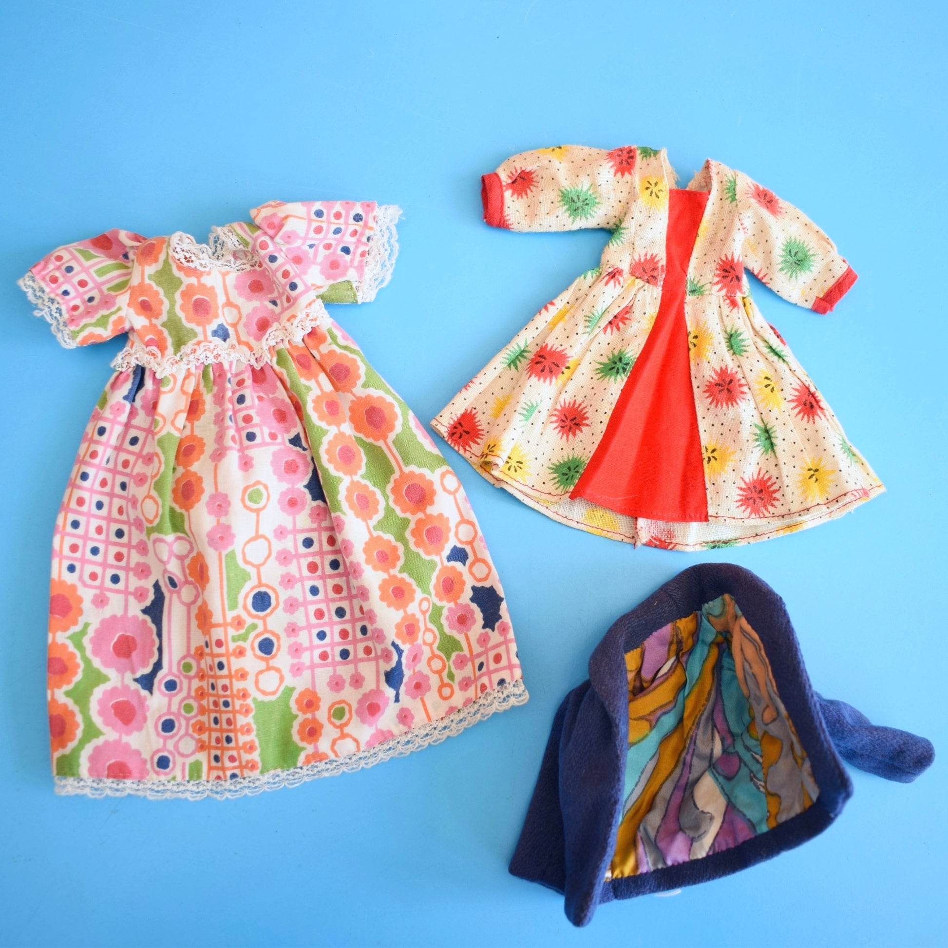 Vintage 1960s Sindy Scale Dresses / Jacket - Fantastic Fabric by Pineapple Retro