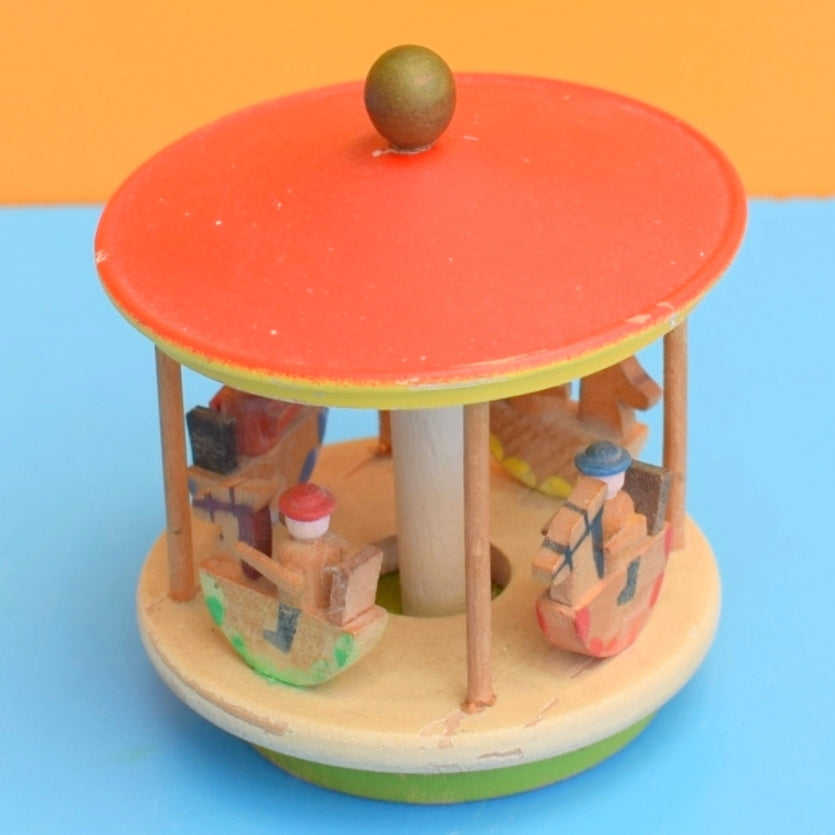 Vintage 1950s German Wooden Merry Go Round Erzgebirge Toy .