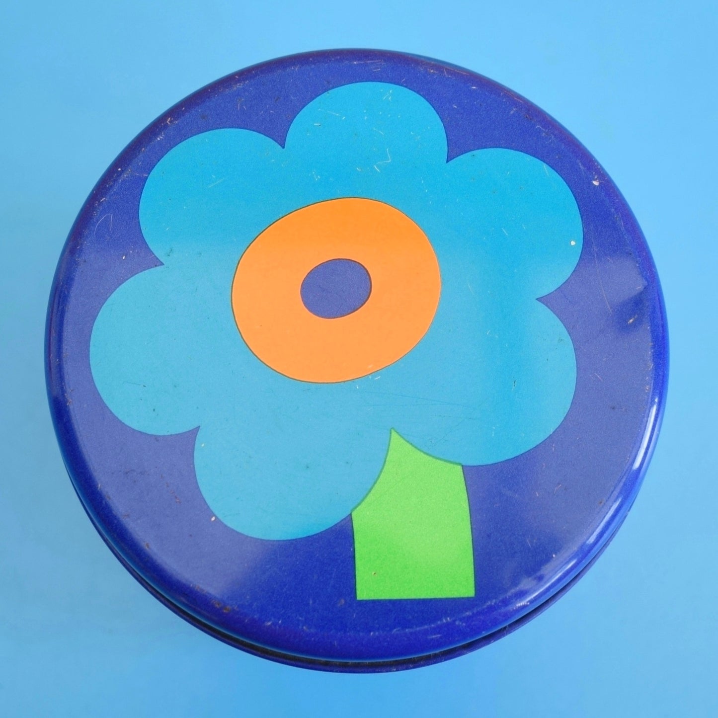Vintage 1970s Laurids Lonborg Flower Power Tin - Blue