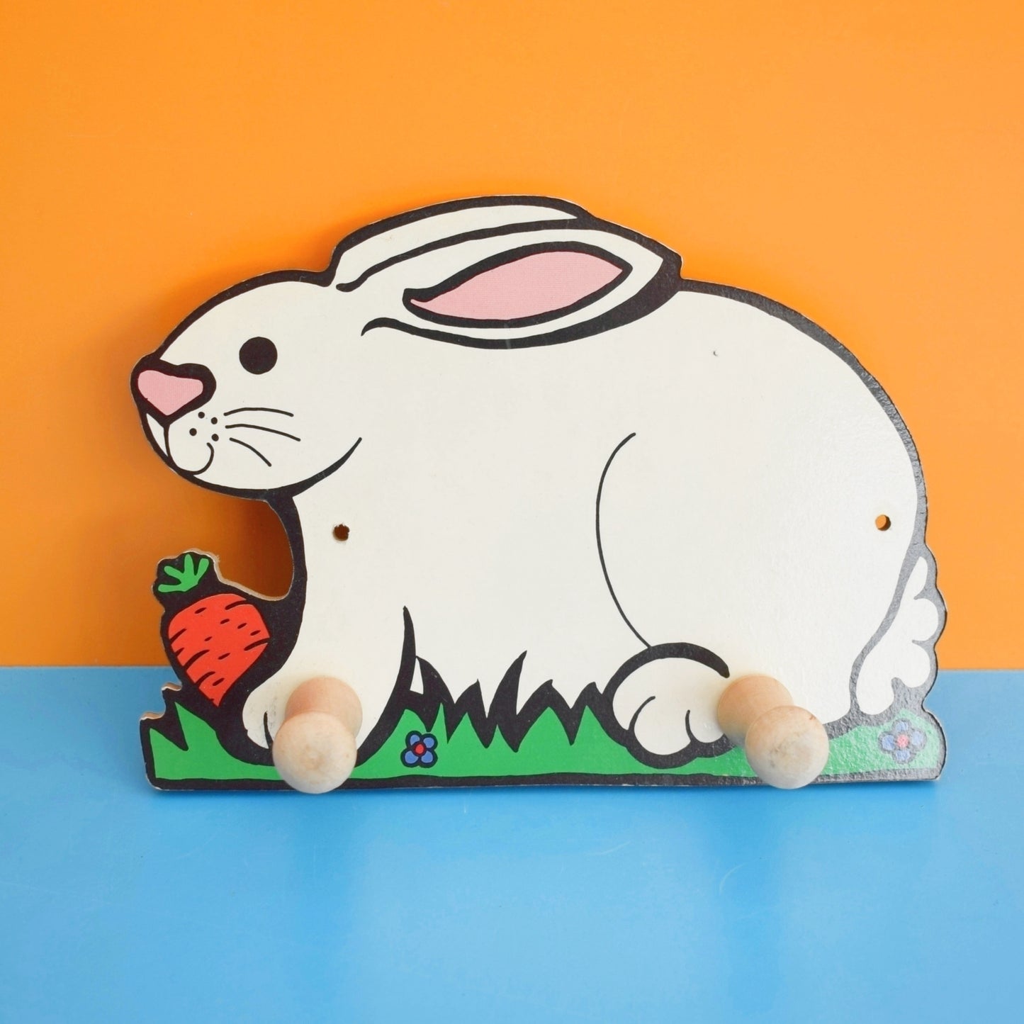 Vintage 1980s Wooden Rabbit Shaped Hooks