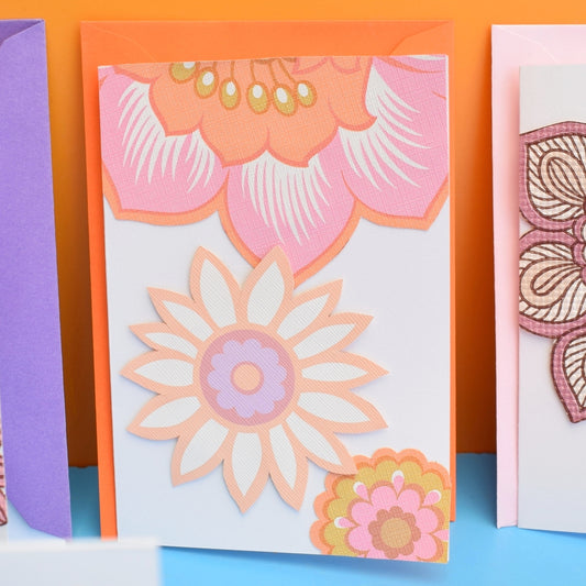 Vintage 1970s Components - Greeting Card  - Flower Power Pastels