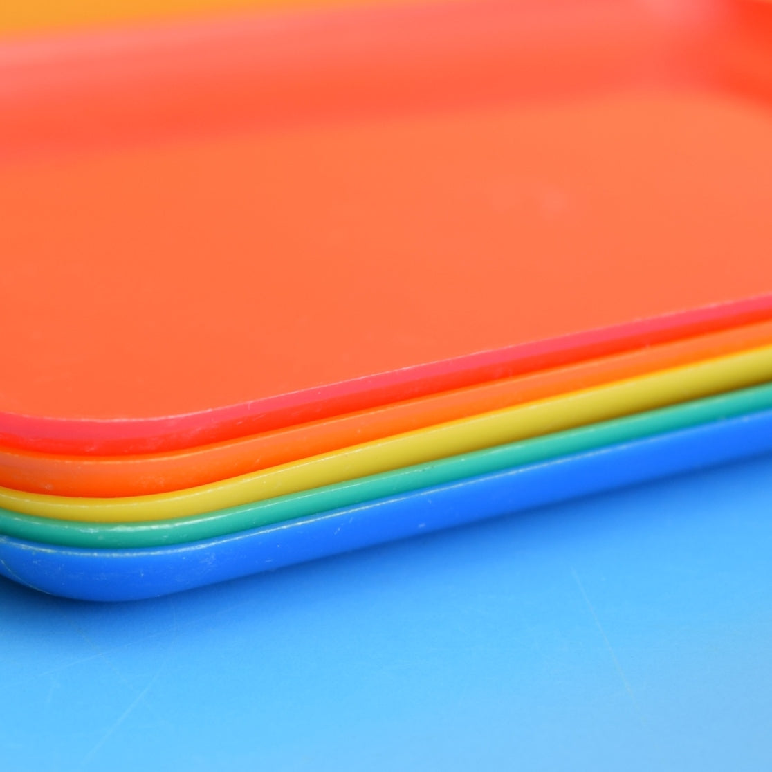 Vintage 1970s Rainbow Plastic Plates/ Small Trays