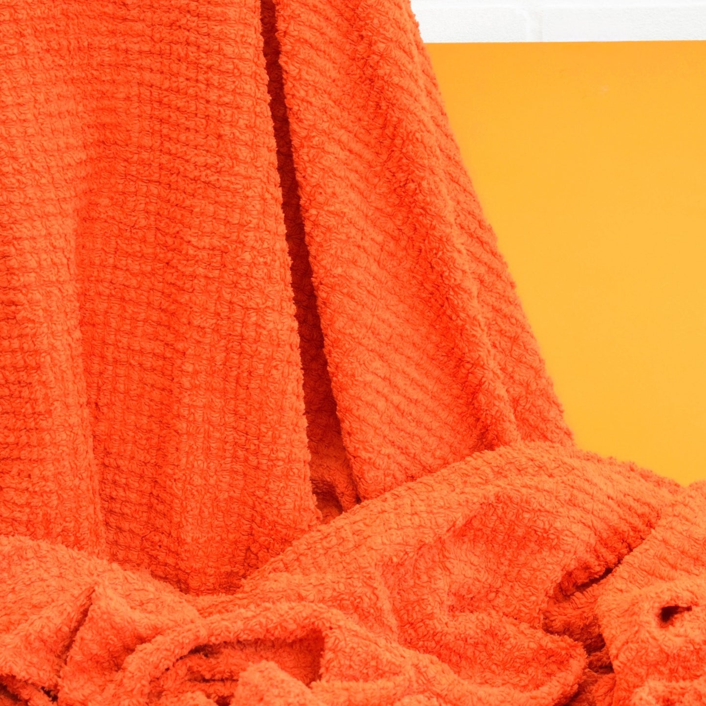 Vintage 1960s Double Bed Cover - Orange Candlewick Bedspread