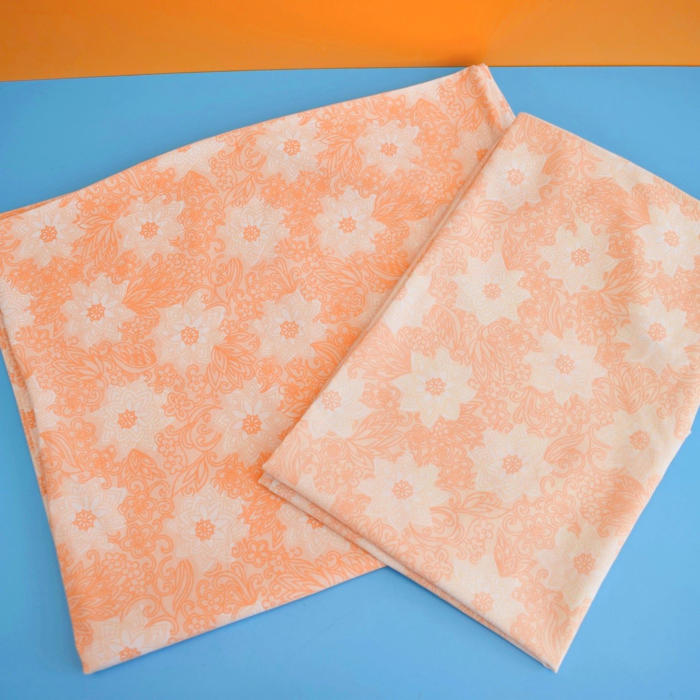 Vintage 1960s Pillowcases - Flower Power - Electric Peach / Pink by Vintage